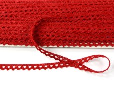 Cotton bobbin lace 75361, width 9 mm, light wine