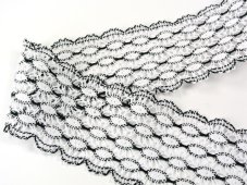 Cotton bobbin lace 75121, width 80 mm, white/ black