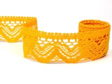 Cotton bobbin lace 75301, width 58 mm, dark yellow