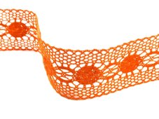 Cotton bobbin lace insert 75249, width 48 mm, rich orange