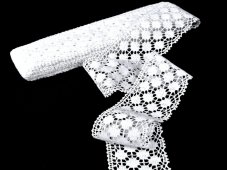 Cotton bobbin lace 75130, width 59 mm, white