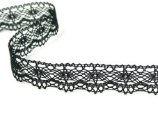 Cotton bobbin lace 82167, width 28 mm, black
