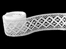Cotton bobbin lace insert 75252, width 31 mm, white
