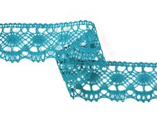 Cotton bobbin lace 75238, width 51 mm, aquamarine