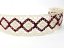 Cotton bobbin lace 75608, width 80 mm, light cream/ cranberry