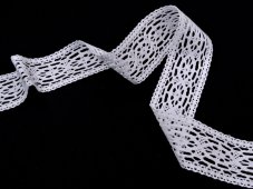 Cotton bobbin lace insert 75038, width 52 mm, white