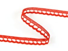 Cotton bobbin lace 73012, width 10 mm, red