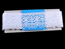 Cotton bobbin lace 75037, width 57 mm, white