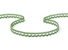 Cotton bobbin lace 75397, width 9 mm, green olive