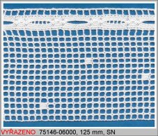 Cotton bobbin lace insert 75146, width 125 mm, white, to the curtains