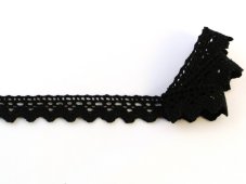 Cotton bobbin lace 75260, width 22 mm, black