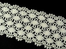 Cotton bobbin lace 75121, width 80 mm, ecru