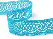 Cotton bobbin lace 75414, width 55 mm, turquoise
