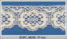 Cotton bobbin lace 82267, width 70 mm, ecru