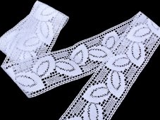 Cotton bobbin lace insert 75565, width 70 mm, white