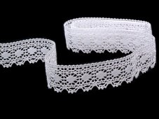 Cotton bobbin lace 81297, width 20 mm, white