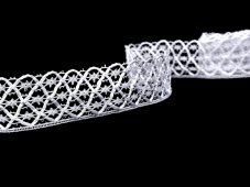 Cotton bobbin lace 75123, width 35 mm, white