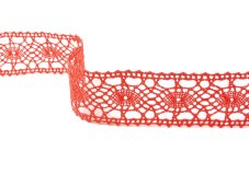 Cotton bobbin lace insert 75235, width 43 mm, red coral
