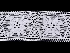 Cotton bobbin lace insert 75168, width 80 mm, white