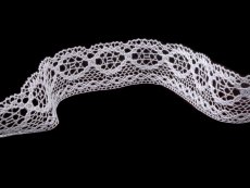Cotton bobbin lace 75065, width 47 mm, white merc.