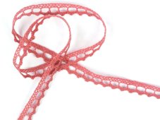 Cotton bobbin lace 75397, width 9 mm, rose