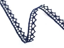 Cotton bobbin lace 82195, width 10 mm, dark blue