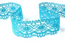 Cotton bobbin lace 75238, width 51 mm, turquoise