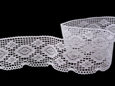 Cotton bobbin lace 75332, width 43 mm, white
