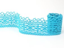 Cotton bobbin lace 75037, width 57 mm, turquoise