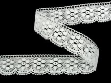 Cotton bobbin lace 75623, width 21 mm, white