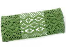 Cotton bobbin lace insert 75036, width 100 mm, olive