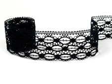 Cotton bobbin lace 81599, width 42 mm, black