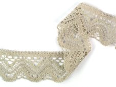 Cotton bobbin lace 75301, width 58 mm, light linen gray