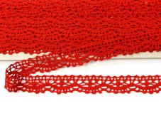 Cotton bobbin lace 75395, width 16 mm, red