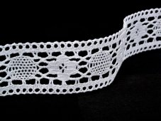 Cotton bobbin lace insert 75254, width 48 mm, white
