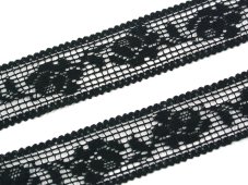 Cotton bobbin lace insert 75505, width 27 mm, black