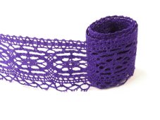 Cotton bobbin lace 75037, width 57 mm, purple