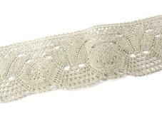 Cotton bobbin lace 82217, width 78 mm, ecru/ light linen gray