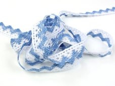 Cotton bobbin lace 75259, width 17 mm, white/ sky blue