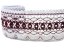 Cotton bobbin lace 75335, width 75 mm, white/ cranberry