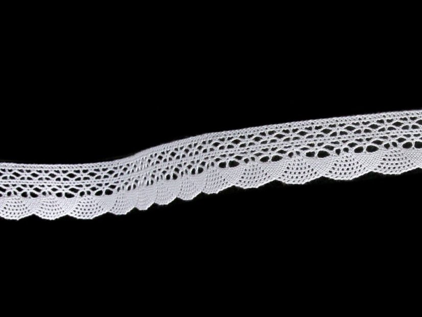 Cotton bobbin lace 75077, width 32 mm, white