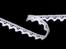 Cotton bobbin lace 75355, width 10 mm, white