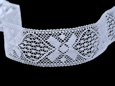 Cotton bobbin lace insert 75557, width 38 mm, white