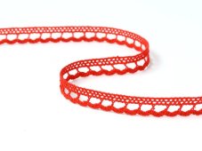 Cotton bobbin lace 73012, width 10 mm, red