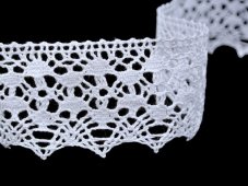 Cotton bobbin lace 75568, width 48 mm, white