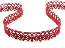 Cotton bobbin lace 75367, width 16 mm, dark wine