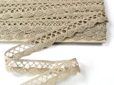 Cotton bobbin lace 75099, width 18 mm, light linen