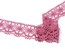 Cotton bobbin lace 75238, width 51 mm, pink