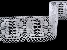 Cotton bobbin lace 75313, width 67 mm, white