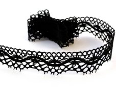 Cotton bobbin lace 75416, width 27 mm, black